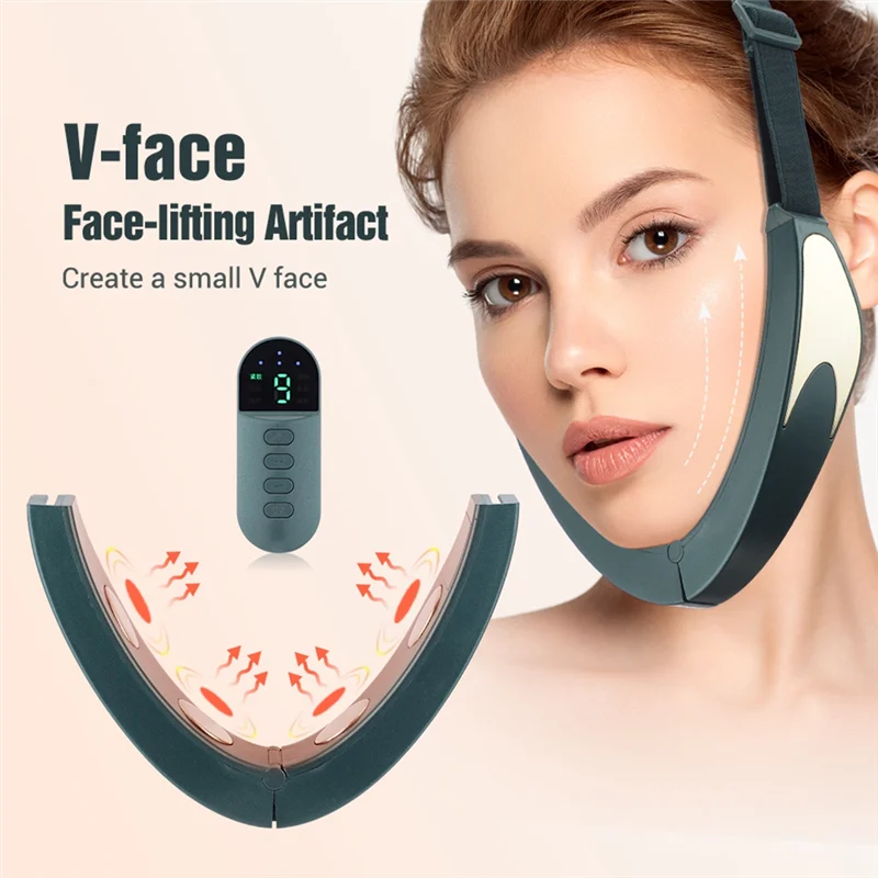 -MEOF EMS V-Face Dispositivo per il lifting del viso 6 modalità Ringiovanimento della pelle riscaldato Doppio mento Vibrazione Massaggiatore remoto wireless Facile installazione Pin
