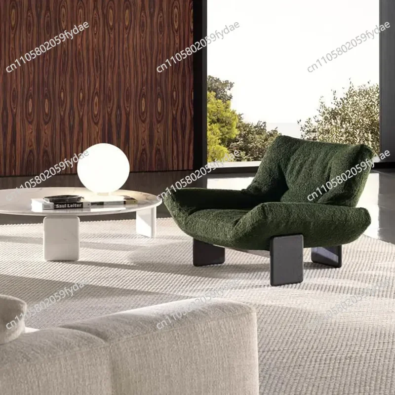 Single Sofa Chair Lazy Living Room Balcony Bedroom Leisure Chair Reception Simple Leather Furniture