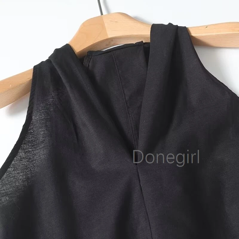 Donegirl elegantes Kleid ärmelloses Roben kleid mit V-Ausschnitt neues Sommer Damen lässig locker bequemes Vintage Party kleid