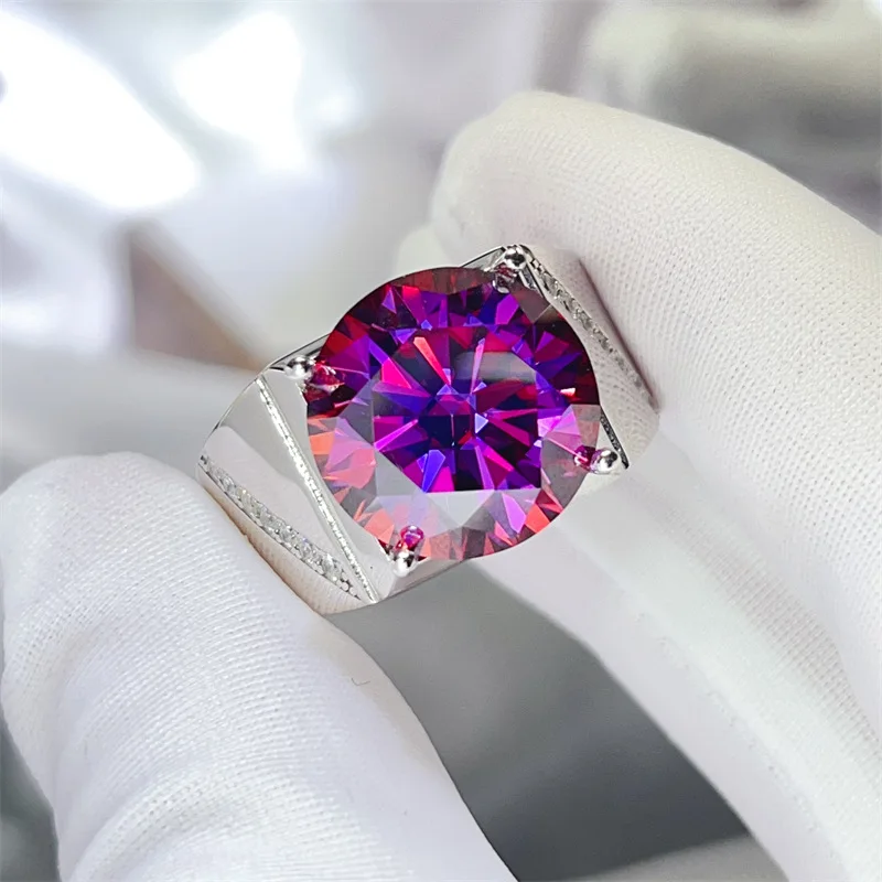 Sturdy & Durable Luxury Purple Diamond Ring For Men 10ct Moissanite PT950 Platinum | Strong material, not easy to deform