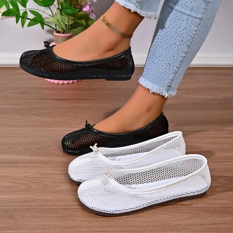 Summer Flats Hollow Out Mesh Split Toe Women Tabi Ballet Comfortable Walking Casual Loafers Ladies Dance Shoe Zapatos De Mujer
