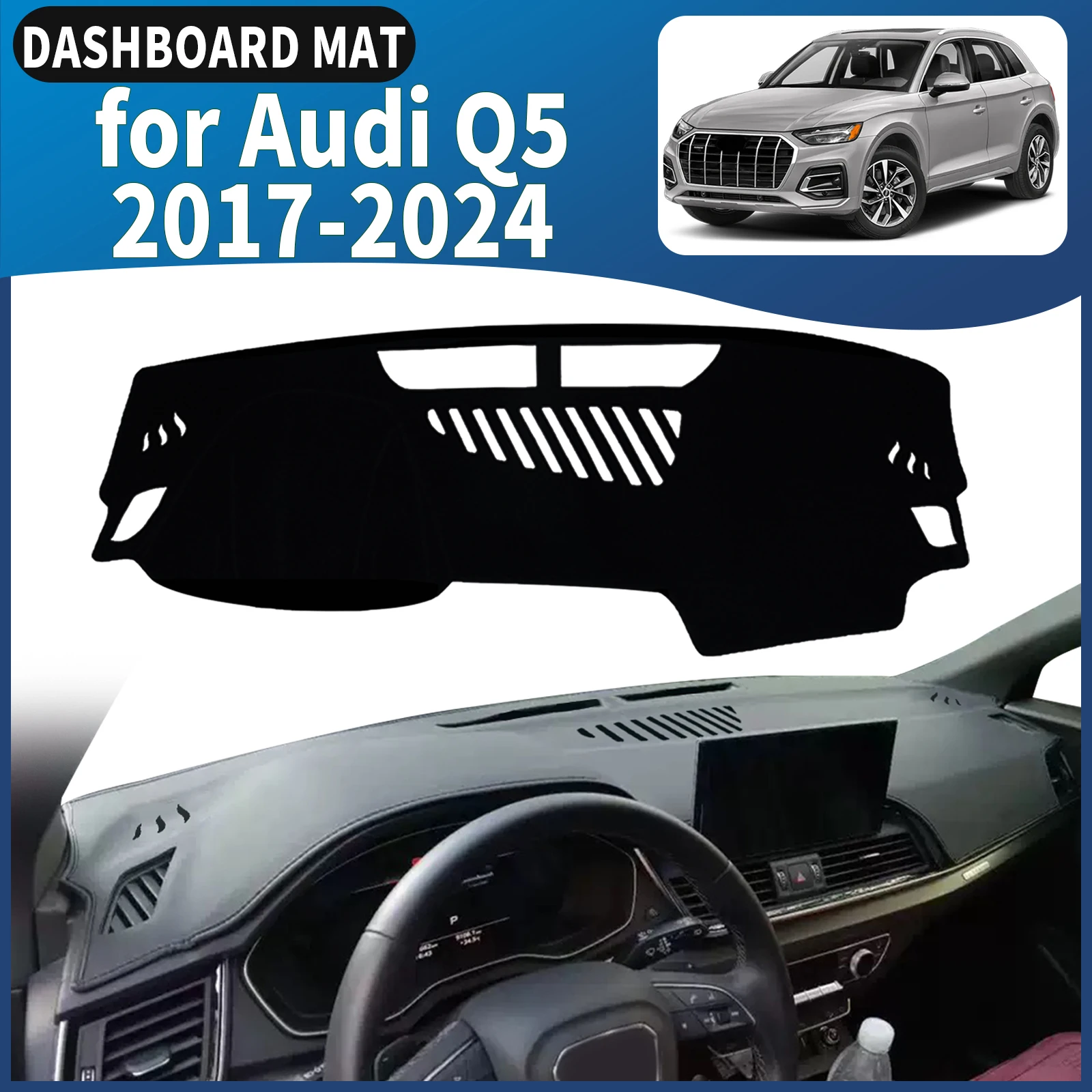 

Подходит для Audi Q5 2017-2024 2023 2022 2021 SQ5 Dashmat, чехол для приборной панели, солнцезащитный козырек DashMat, автомобильные аксессуары, защитный ковер