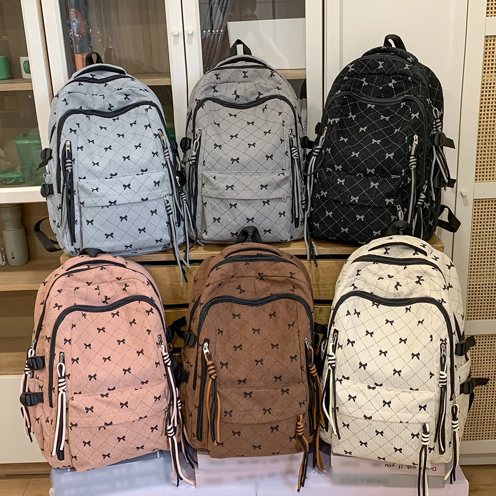 حقيبة ظهر مخططة للأزياء النسائية، حقيبة ظهر ترفيهية ذات سعة كبيرة، المشي لمسافات طويلة في الهواء الطلق، حقيبة ظهر خفيفة الوزن للسفر