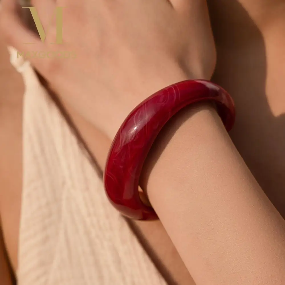 Acrylic Exaggerated Bracelet Smudging Design C Shape Irregular Bangle Open Bangle Wide Style Retro Hand Ring Casual Wear