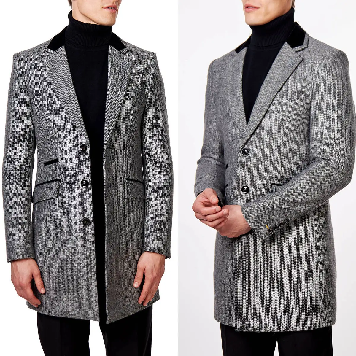 

Single Breasted Vintage Men Coat Long Wide Lapel Travel Causal Tailored Overcoat Warm Formal Business Custom Made