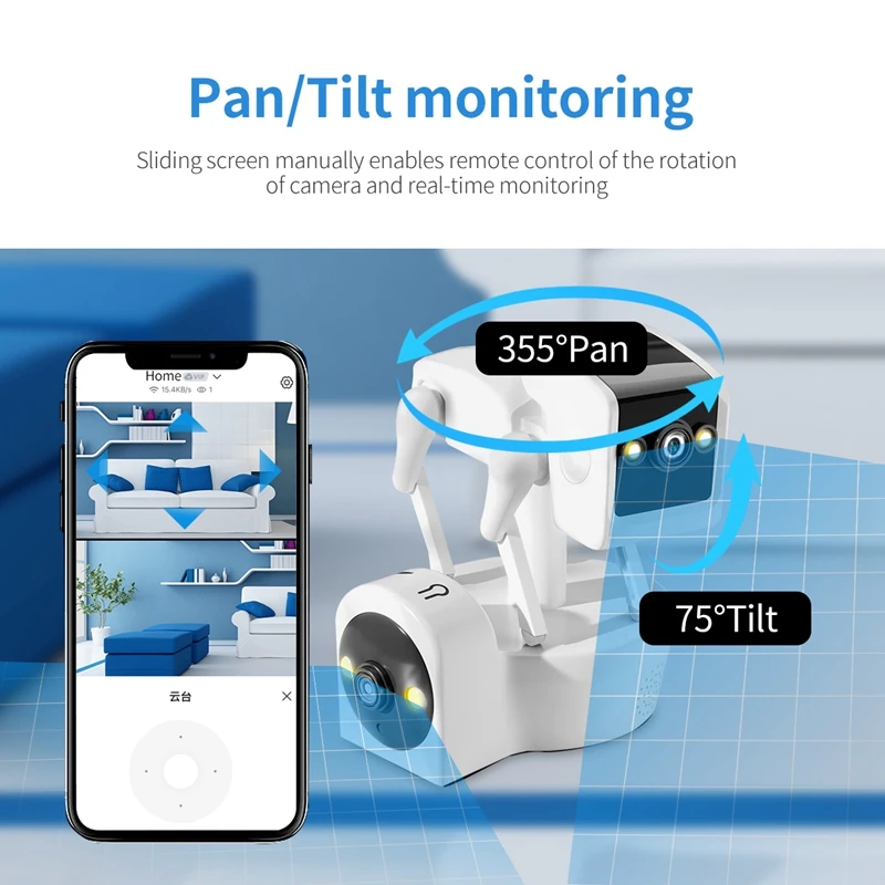 플라스틱 로봇 개 카메라 풀 컬러 PTZ IP 돔 카메라, Yoosee APP AI 휴머노이드 감지 베이비 모니터-EU 플러그