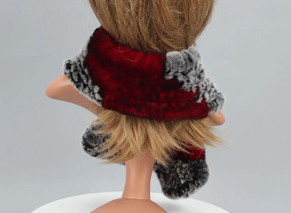 Frauen Stricken Echt Rex Kaninchen Pelz Schal Dame Fashion Floral Rex Kaninchen Pelz Schalldämpfer Heißer Winter Warme Natürliche Pelz Schals neue Stil – Detail 16