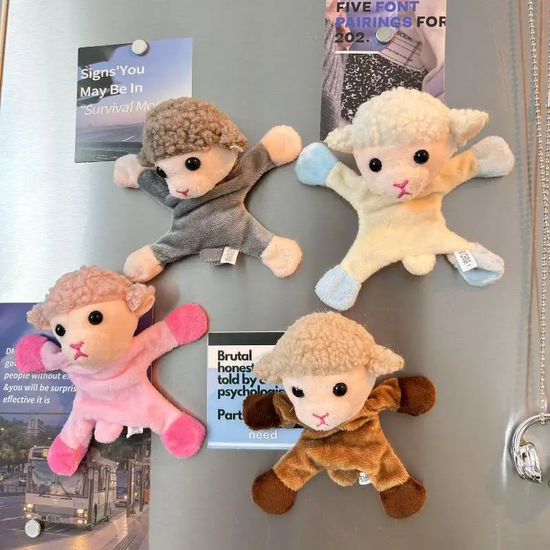 -Cute Sheep Plush Fridge Magnet Cartoon Fluffy Lamb Doll Strong Magnetic Refrigerator Sticker Kitchen Decor 2027 New Year Gifts