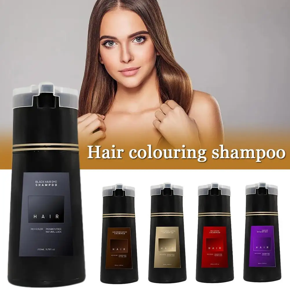 

200ML Quick Hair Dye Shampoo Women Men Natural Nourish Hair Color Instant Dye Shampoo Long Lasting For Grey Hair Care Produ