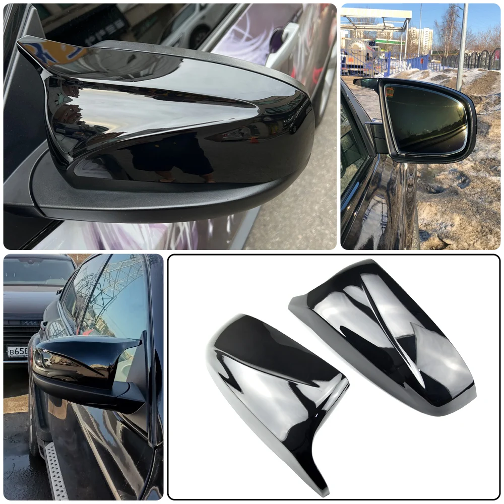 1 para nakładek na lusterka w stylu rogu, model M, do BMW X5 E70 X6 E71 2008-2013, akcesoria, styl włókna węglowego, czarne osłony lusterek bocznych