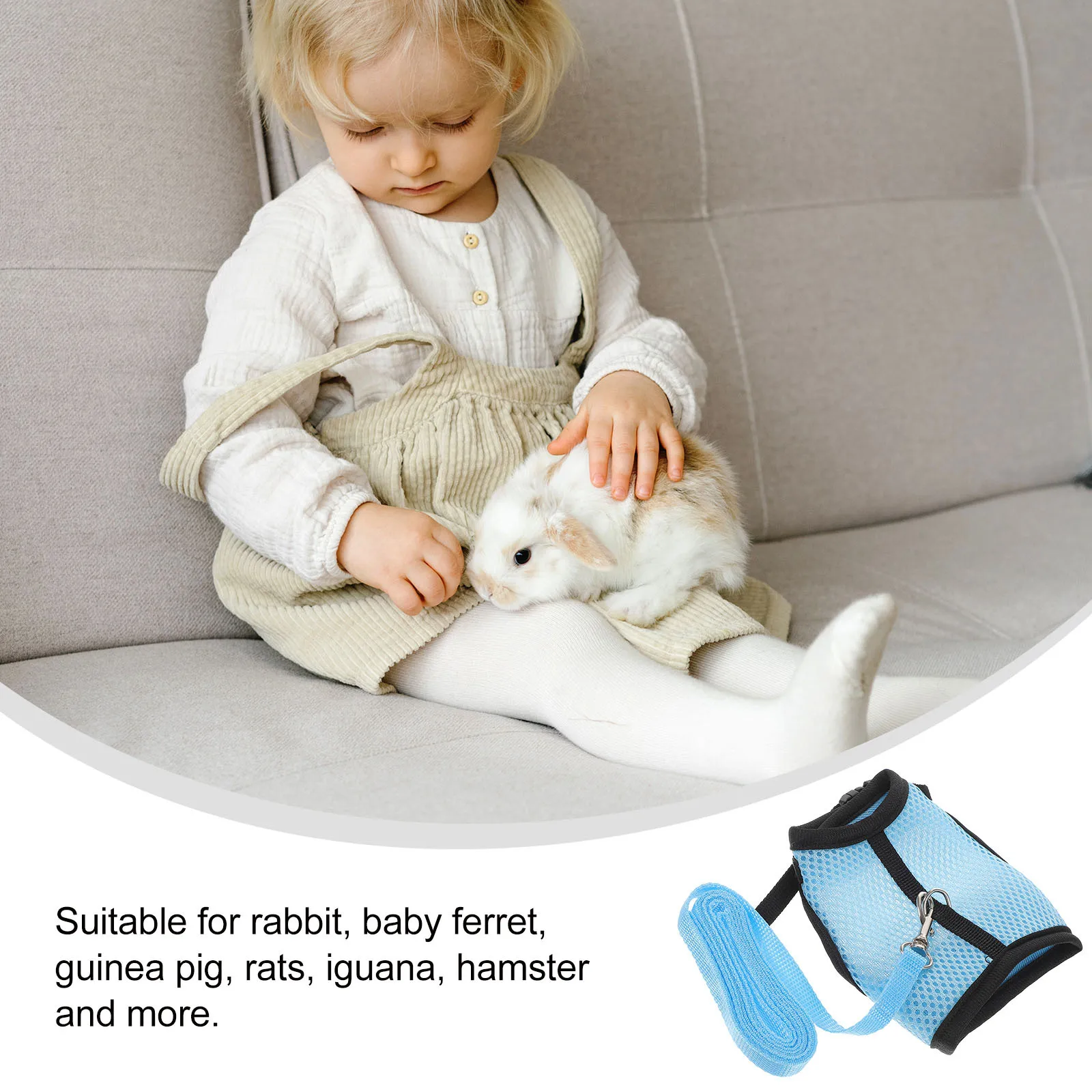 

1 set Small Pet Harness Set M Size Premium Cloth Even Pressure Distribution For Guinea Hamster Anti-Lost Traction