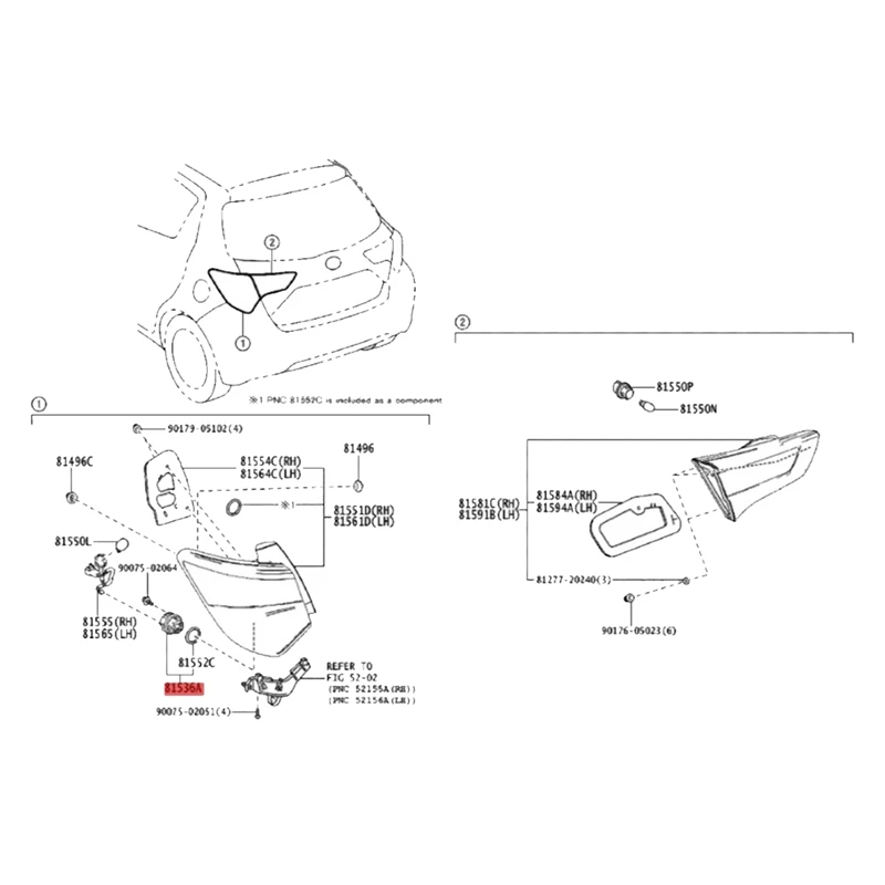 Modulo luce combinata lampadina fanale posteriore a LED per auto per TOYOTA C-HR Camry Lexus LS500 LS500H muslimate