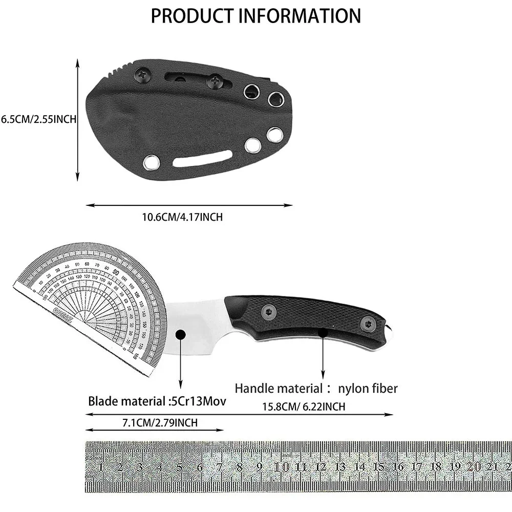 662 Handy Fixed 5Cr13Mov Blade Knife with Sheath Outdoor Mountaineering Adventure Fishing Backpacking Multi Purpose Cutting Tool