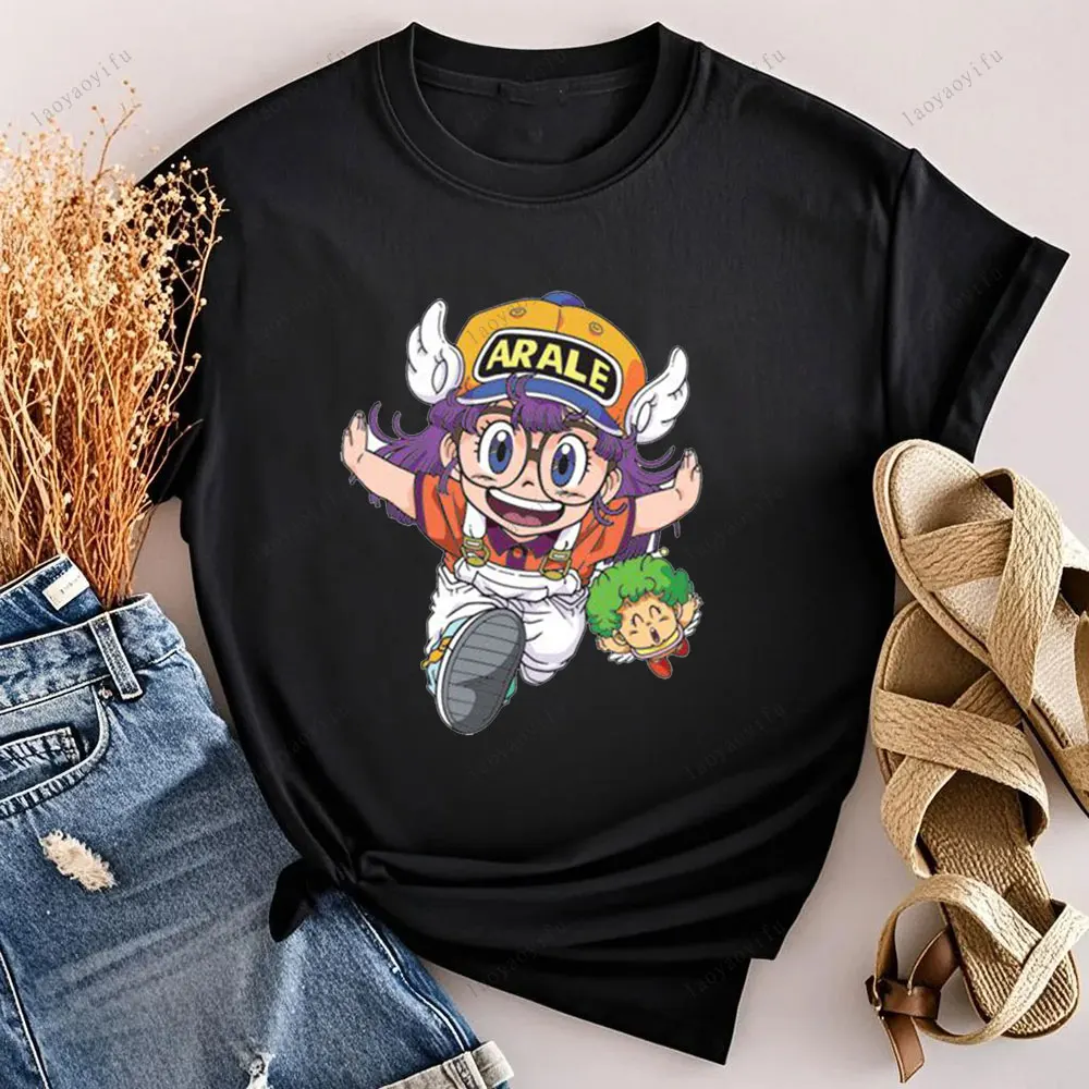 Arale Cartoon T Shirt  Foil Vintage Pure Cotton Dr Slump Toriyama Anime Manga 90s Cute Robot 80s T Shirt High Quality Cotton