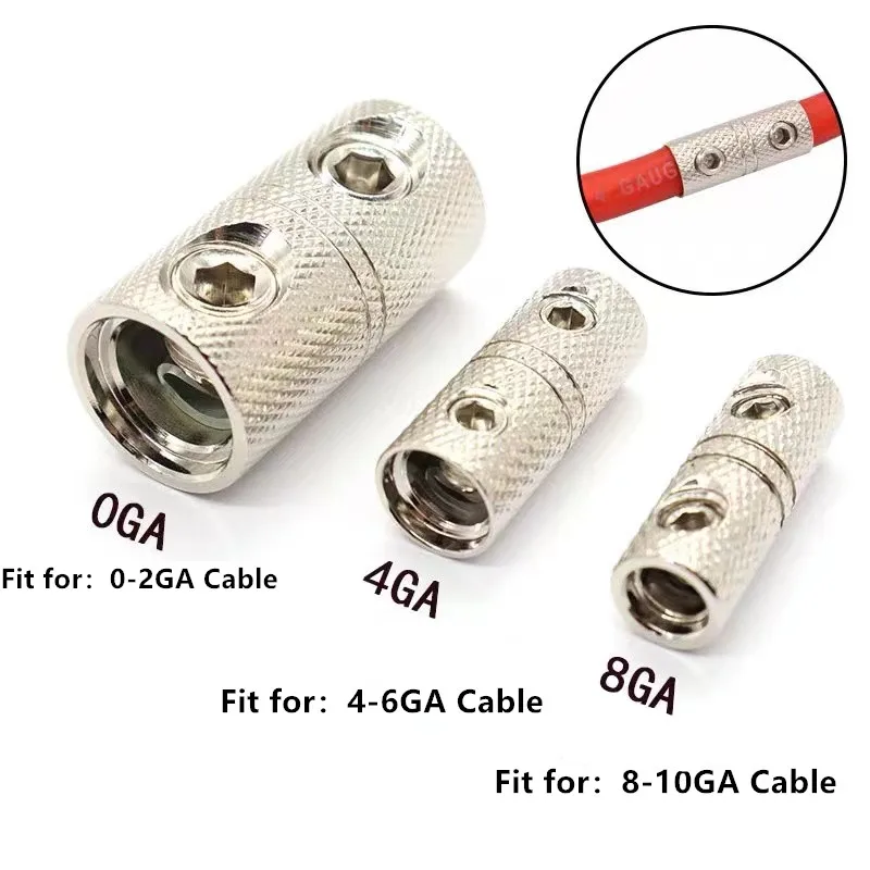 

1pc 1/0 4 8 GA Connector for Extending or Joining Cut Wire Heavy Duty Coupler Car Audio Modified Wire Power Terminal Joiner