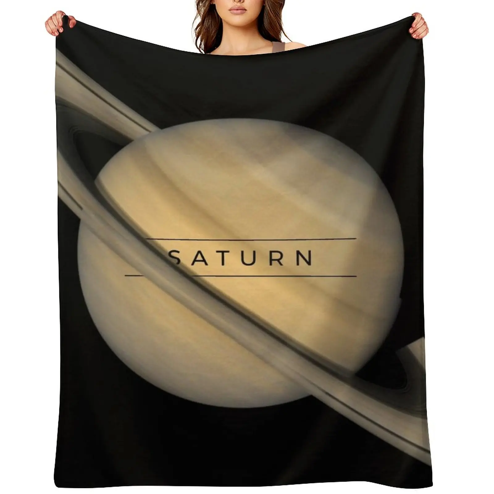 

Saturn -- Planets Moons Solar System Education Series Set Throw Blanket Quilt Large Custom Nap Blankets