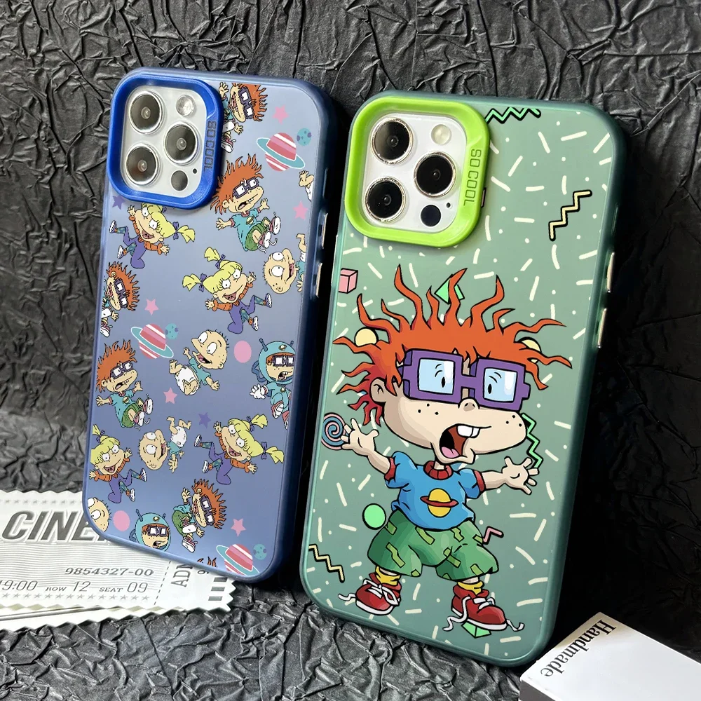 Cartoon R-Rugrat Phone Case for iPhone 16 15 14 Plus 13 12 11 Pro Max X Xs XR 8 7 Matte Colorful Silver Hard Cover