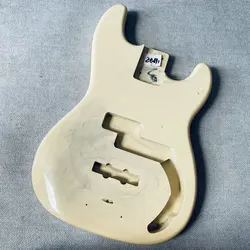 EB691 Unfinished PJB Electric Bass Body in Cream Color Solid Basswood for Electric Bass Replace and DIY Surface Dirty Damages