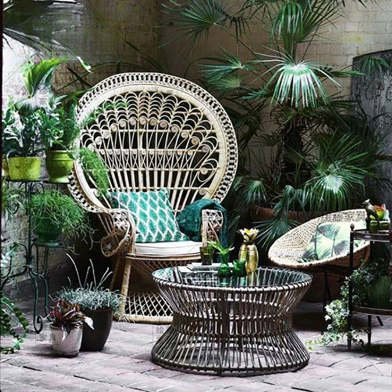Rattan outdoor courtyard garden balcony terrace lobby model room furniture table chair sofa