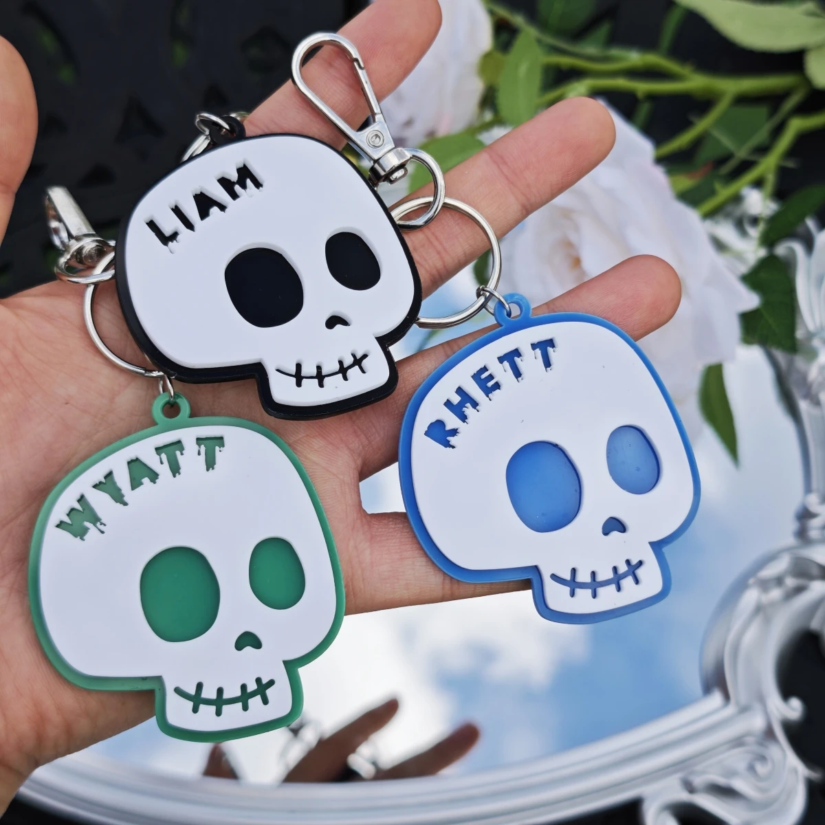 Customized Acrylic Keychain Stainless Steel Keychain Custom Name Halloween Gift Cartoon Custom Color Free Gift Box Included