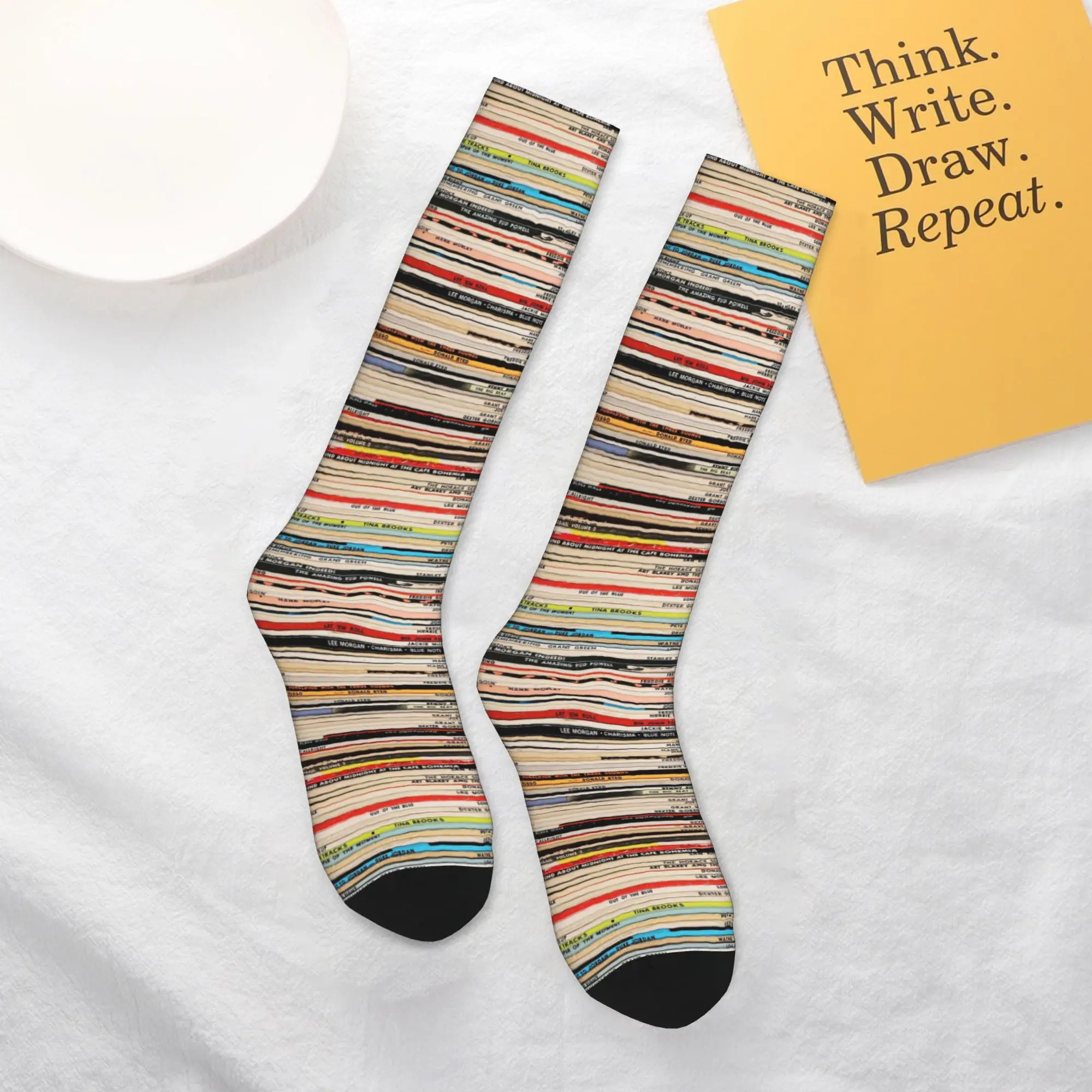 

All Seasons Crew Stockings Blue Note Vinyl Records Socks Harajuku Crazy Hip Hop Long Socks Accessories for Men Women Christmas