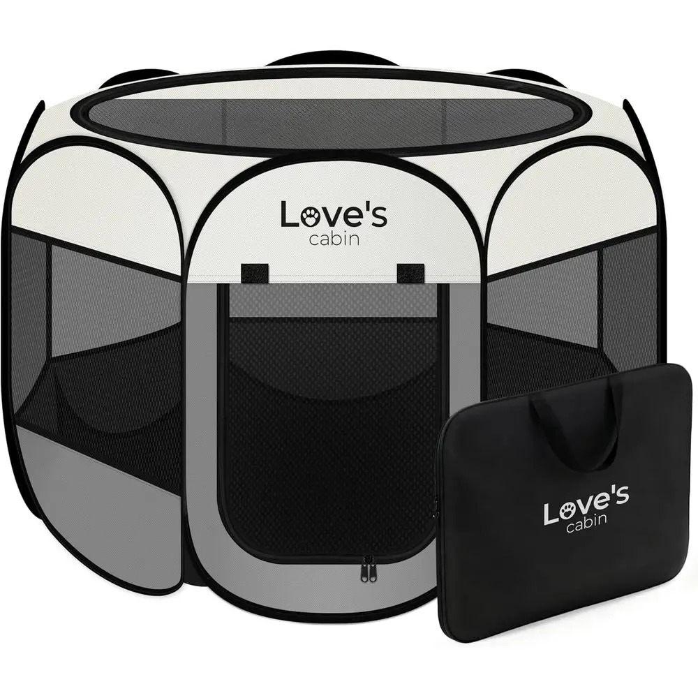 

Portable Large Dog Playpen with Removable Zipper Top, Suitable for Indoor/Outdoor Use, Grey
