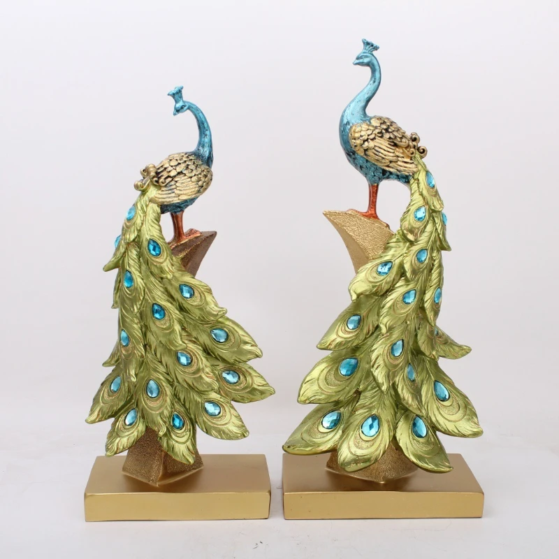 Creative Resin Peacock Decor Statue Sculpture Bookshelf Decor Accents Modern Decorative Desktop Figurine Accessories Home Decor