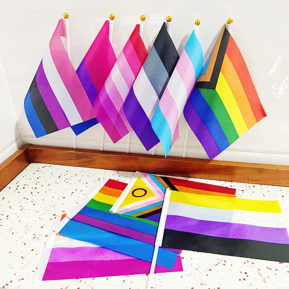 14x21cm Rainbow Pride Flag LGBTQIA Lesbian Gay Bisexual Transgender Queer Intersex Asexual Pansexual Nonbinary Genderfluid