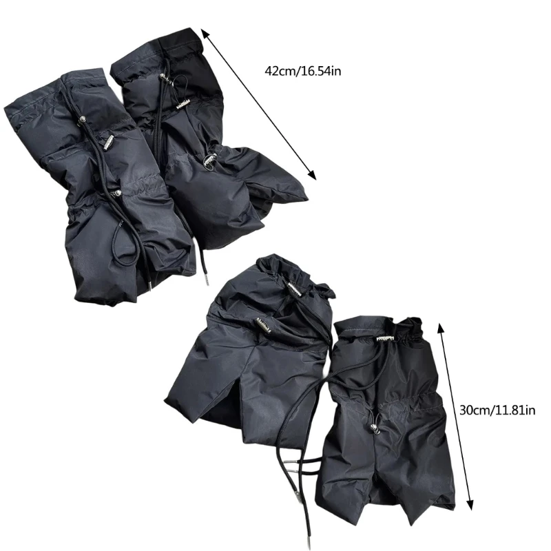 30cm 42cm Thermal Padded Drawstring Split Leg Warmers for Men Women Keep Warm Puffer Boot Covers for Outdoor Streetwear