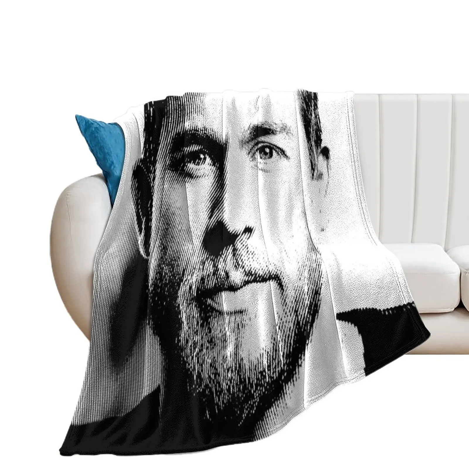 

Black & White Portrait Of Charlie Hunnam Throw Blanket Decorative Throw christmas gifts Blankets