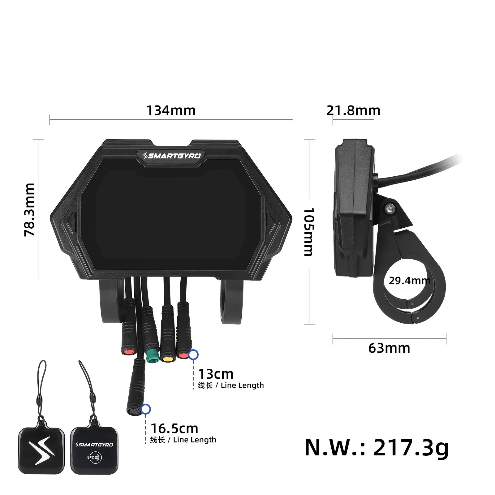 Original Digital Display Meter for Smartgyro TFM13 Electric Scooter 5-Wire Waterproof Connector Display Parts with 4-Pin
