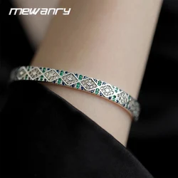Mewanry Silver Color Sparkling Zircon Bracelet For Women Couples Fashion Vintage Elegant Personality Birthday Jewelry Gifts