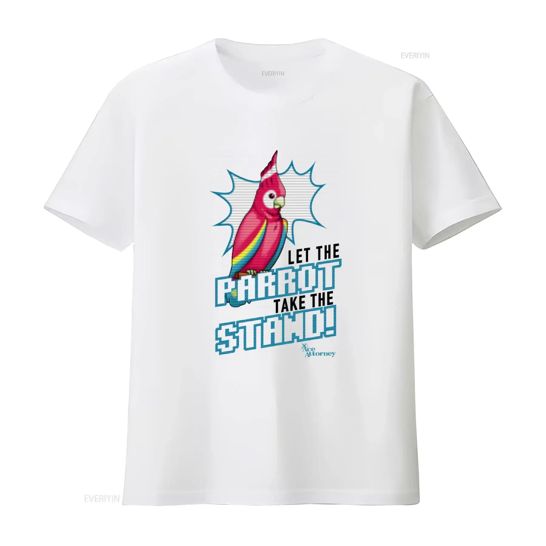 Ace Attorney Let The Parrot Take Stand T Shirt For Cool Print Casual vintage Washed Unisex graphic Slightly Versatile