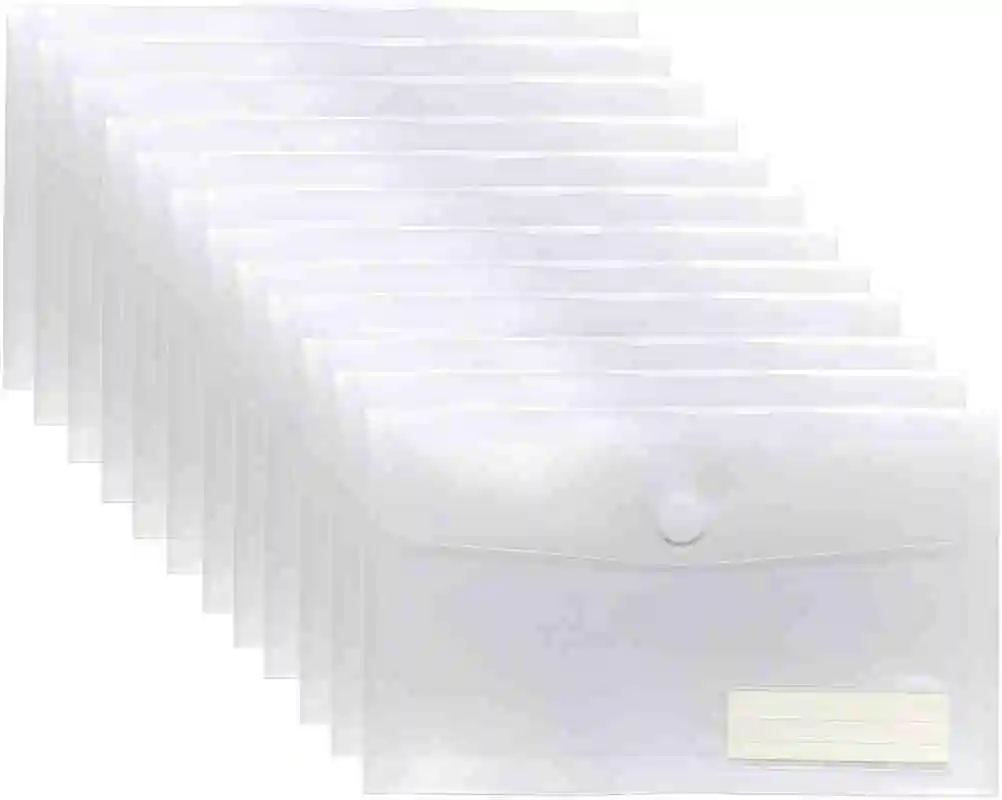 

Новые 12 шт. пластиковые прозрачные конверты формата А5 с застежкой-липучкой 6x10 дюймов, организация наличных счетов и карманом для этикеток