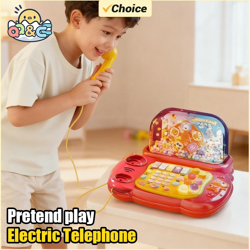 

Electric Telephone Toy Cartoon Piano Music Light Activity Multifunctional Kid Musical Learning Toys for Children Christmas Gifts