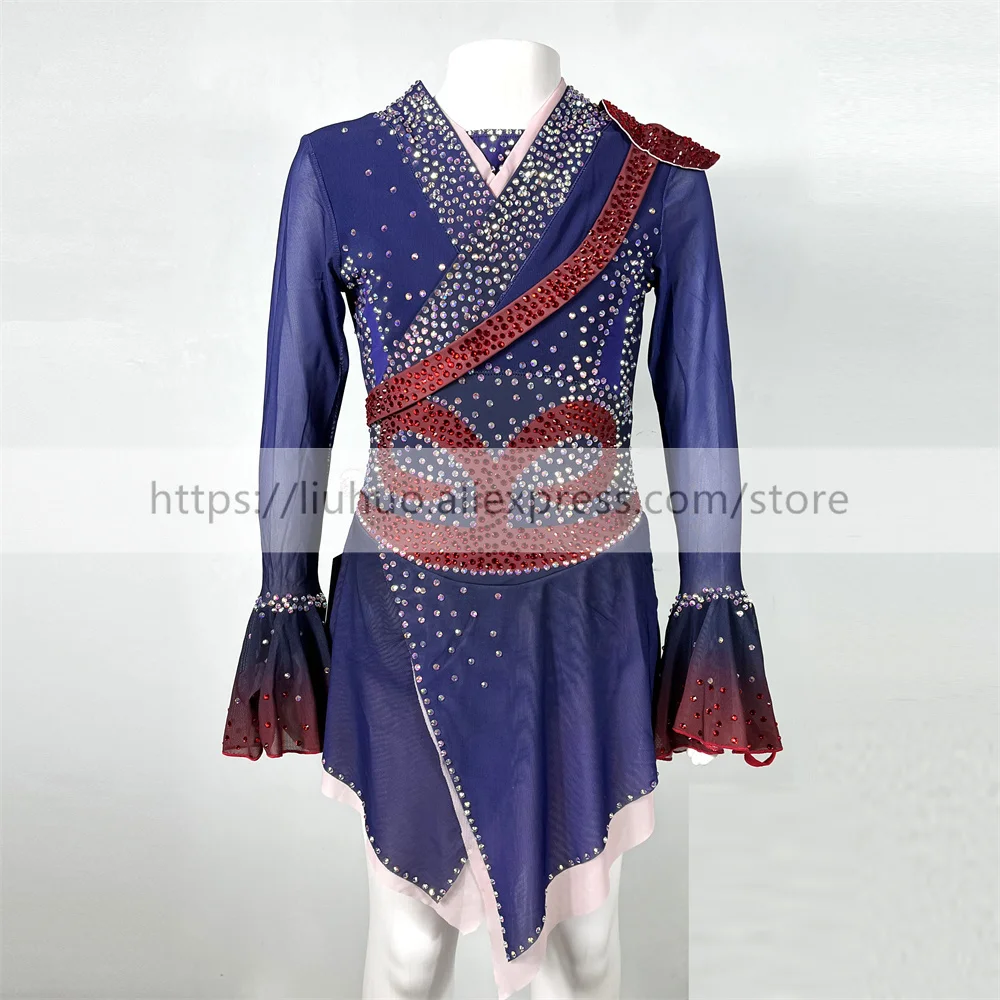 LIUHUO Women Aldult Girl Customize Costume Performance Competition Leotard Ice Figure Skating Dress Roller Modern Purple Dance