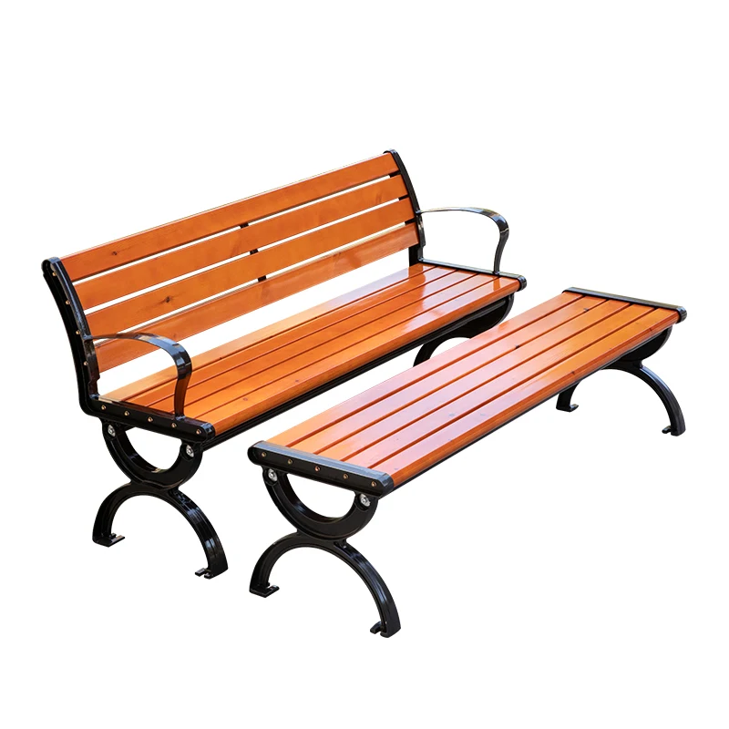 

Park chair outdoor bench courtyard leisure seat zinc aluminum alloy anti-corrosion solid wood