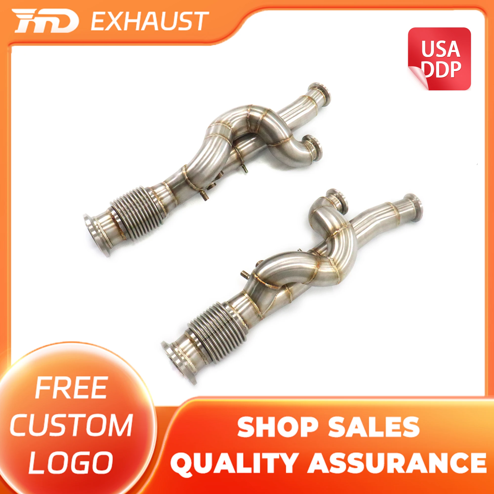 HMD رائجة البيع نظام العادم أداء التدفق العالي SS304 النازل لامبورغيني أفينتادور LP700 LP740 بدون رأس الحفاز