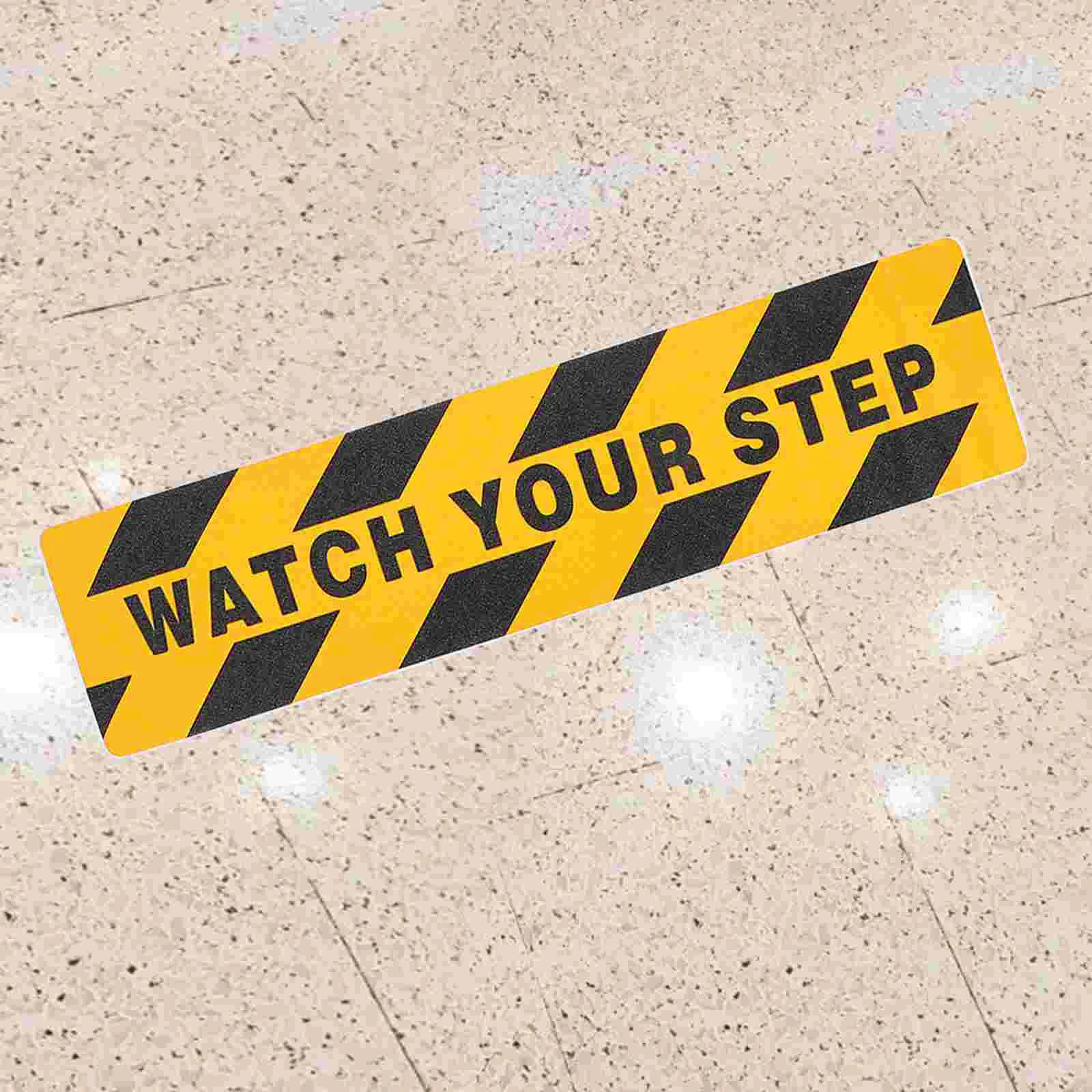 2 Pcs Warning Anti-slip Stickers Adhesive Tapes Watch Your Step Sign Floor Decal Non-slip Decals