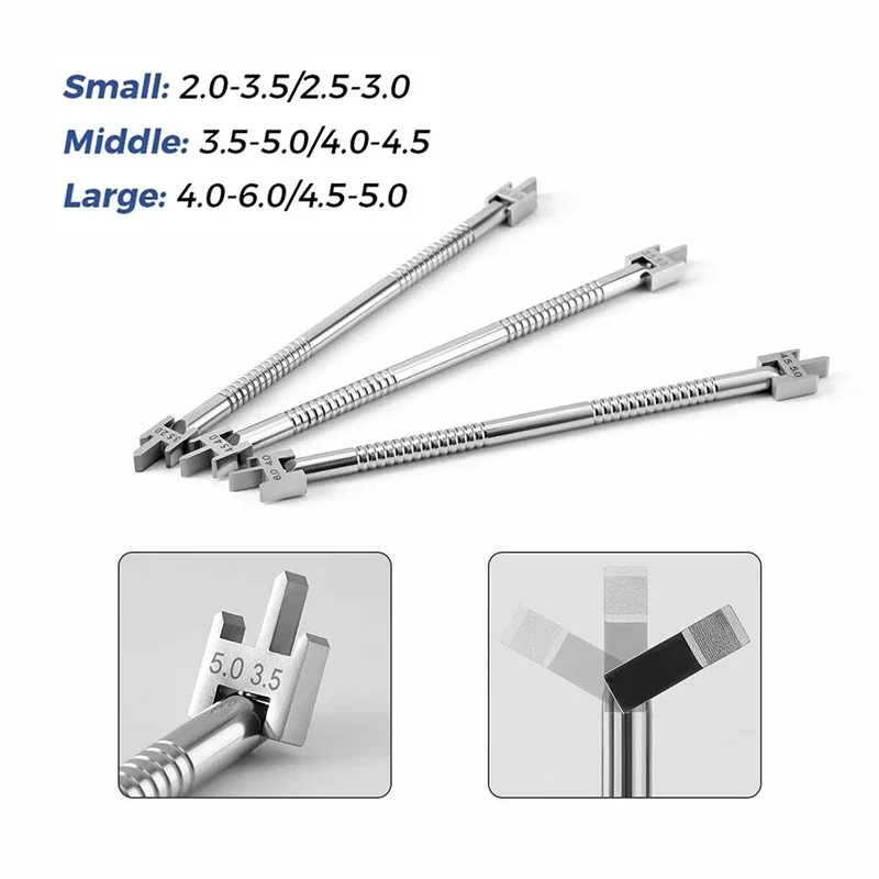 3PCS Dental Adjustable Angle Bracket Positioner Double-headed Stainless Steel Bracket Height Measuring Ruler Dentist Tool