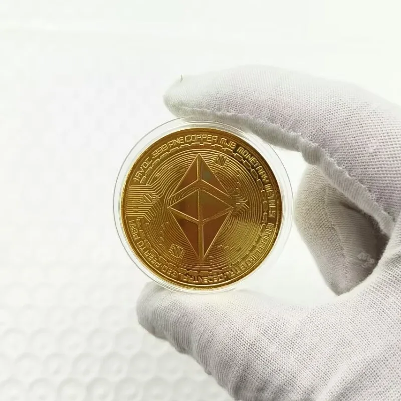 Ethereum Bitcoin Virtual Coin Commemorative Medal Gold Plated Play Metal Collection Crafts Home Office Decoration Ornaments