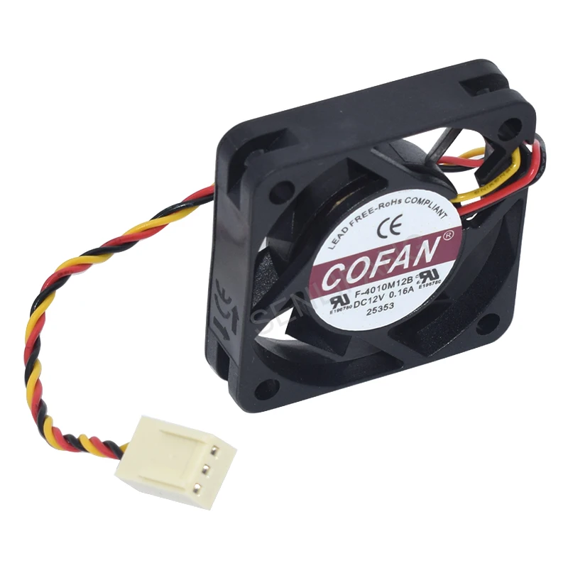 Ventola di raffreddamento a 3 fili del Server DC12V 0.16A 40x40x10mm di COFAN F-4010M12B