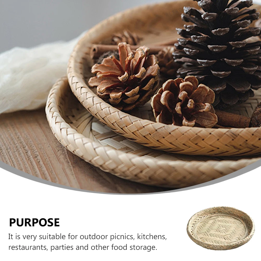 

1Pcs Bamboo Woven Storage Basket Fruit Container for Home Kitchen Picnic Food Serving Basket Fruit Container