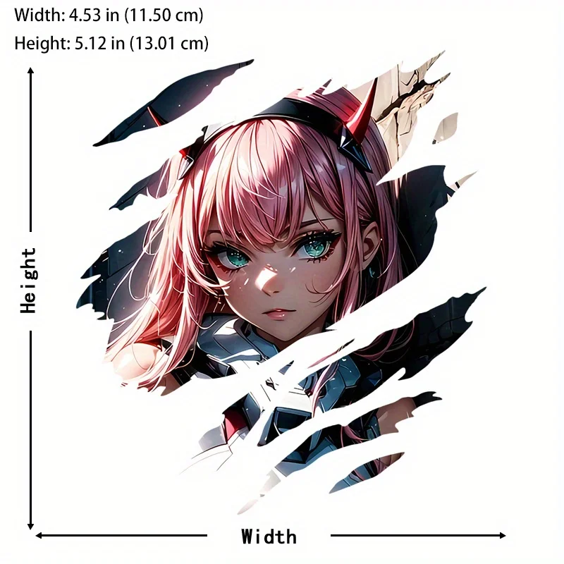 Pink Hair Anime Girl Vinyl Sticker, Waterproof Scratch Resistant Decal for Car Door, Scooter & Motorcycle