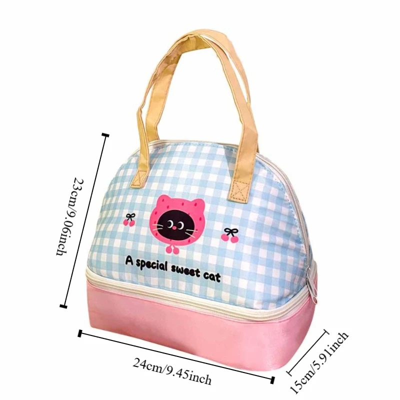Сумка для обеда с мультяшным котом, легкая изолированная большая сумка, сумка в корейском стиле, ручная сумка, модный дизайн, маленькая большая сумка