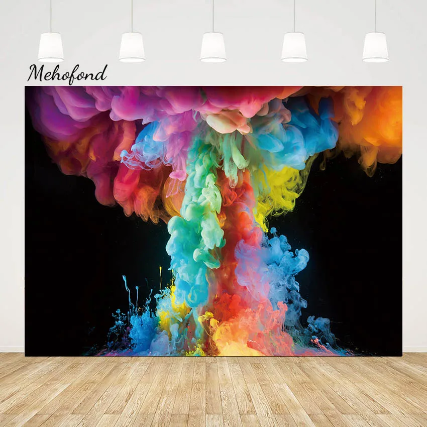 Mehofond Gradient Colorful Smoke Mist Backdrop for Photography Baby Children Birthday Party Background Photocall Studio Props