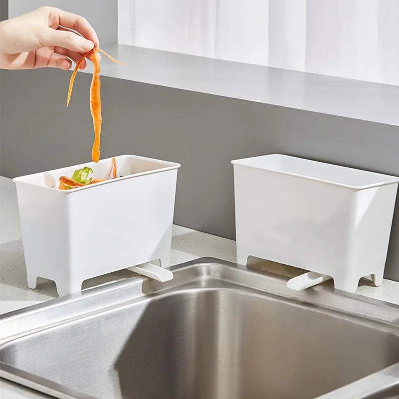 Kitchen Drain Trash Can with Drain Sink Kitchen Food Residue Filter Bucket Sink Removable and Washable Trash Can