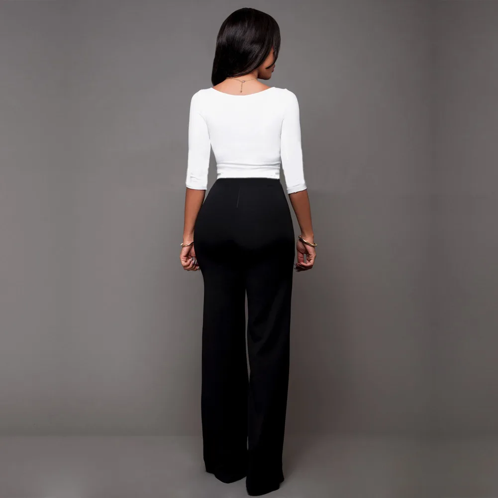 Fashion Casual Slim Personality High Waist Button Flare Pants Solid Color Double Breasted Elegant Women'S Office Pants