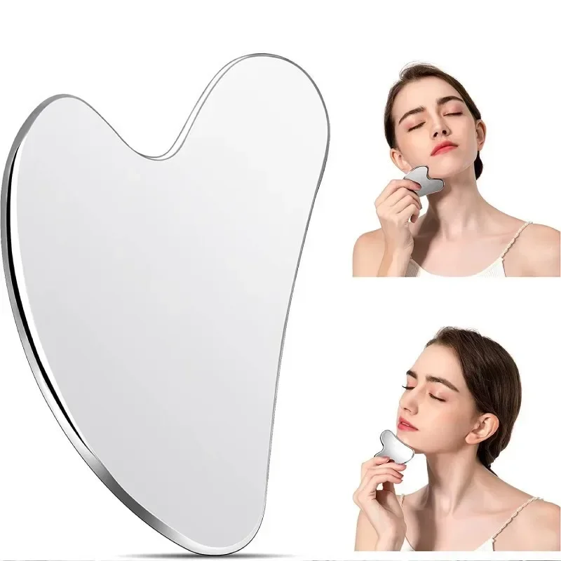 

Gua Sha Facial Tool Stainless Steel GuaSha Massage Tool Natural Universal Facial Silver Metal Gua Sha Board Rose quartz Brush