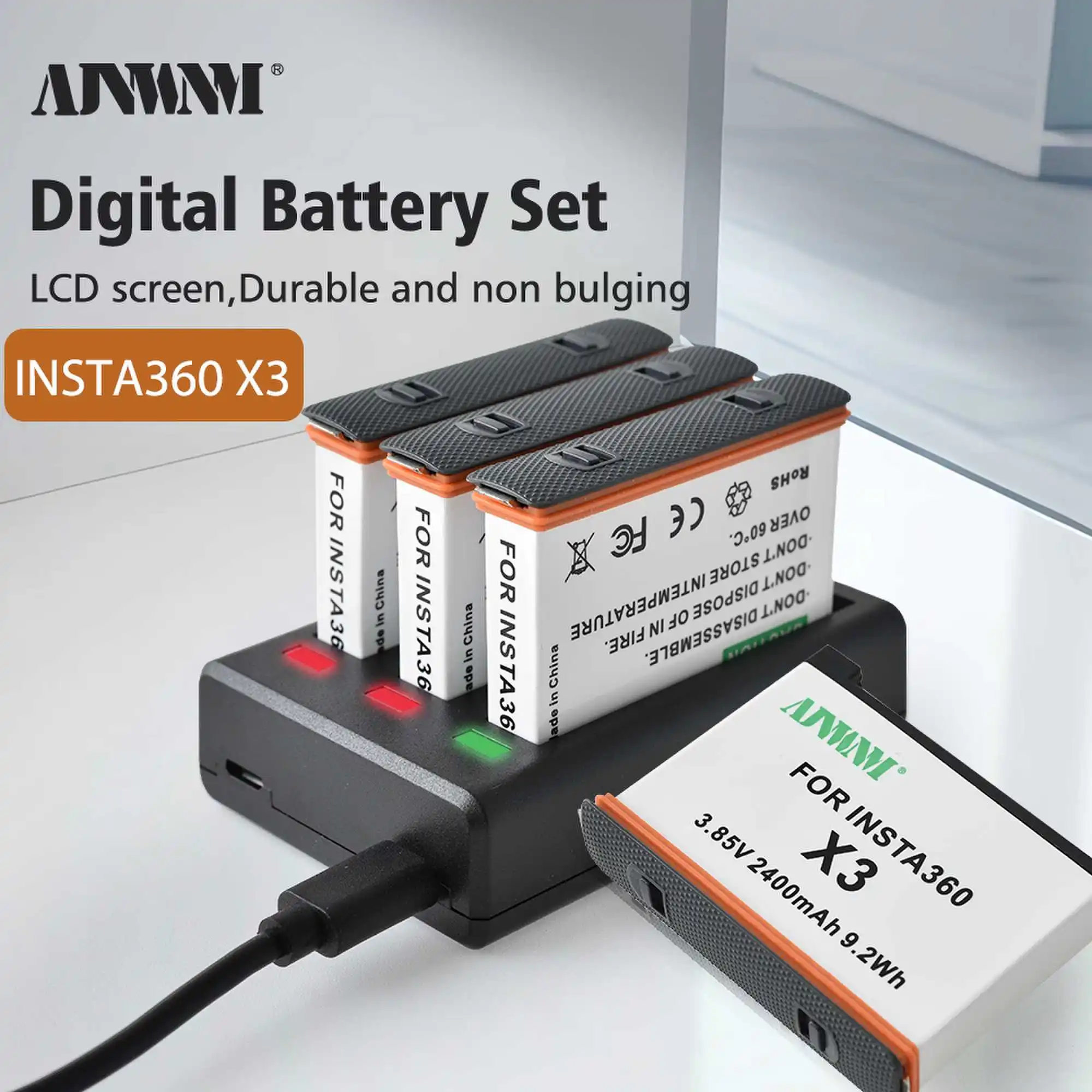 AJNWNM 2400mAh High Capacity Battery For Insta360 X3 Rechargeable Camera Battery For Insta 360 X 3 Action Camera Accessories